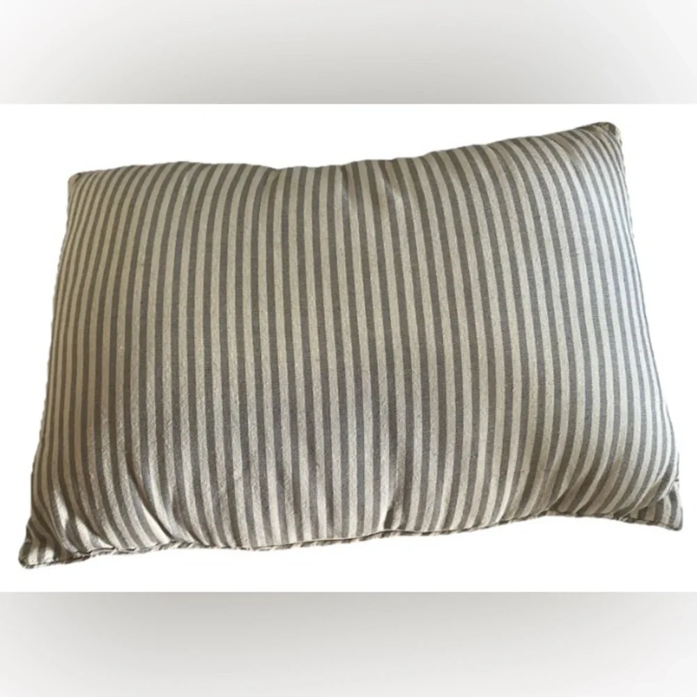 So Very Thankful Orange Thanksgiving Fall Oblong Yellow Gray Stripe Pillow 12x18